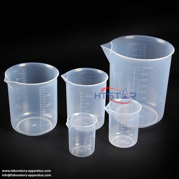 Plastic Measuring Beakers Clear Graduated 25ml to 1000ml Without Handle HTC1004 Laboratory
