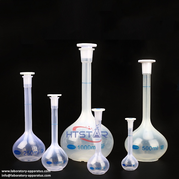 Plastic Volumetric Flask 25ml to 1000ml Lab Essential Laboratory Plasticware HTC1007